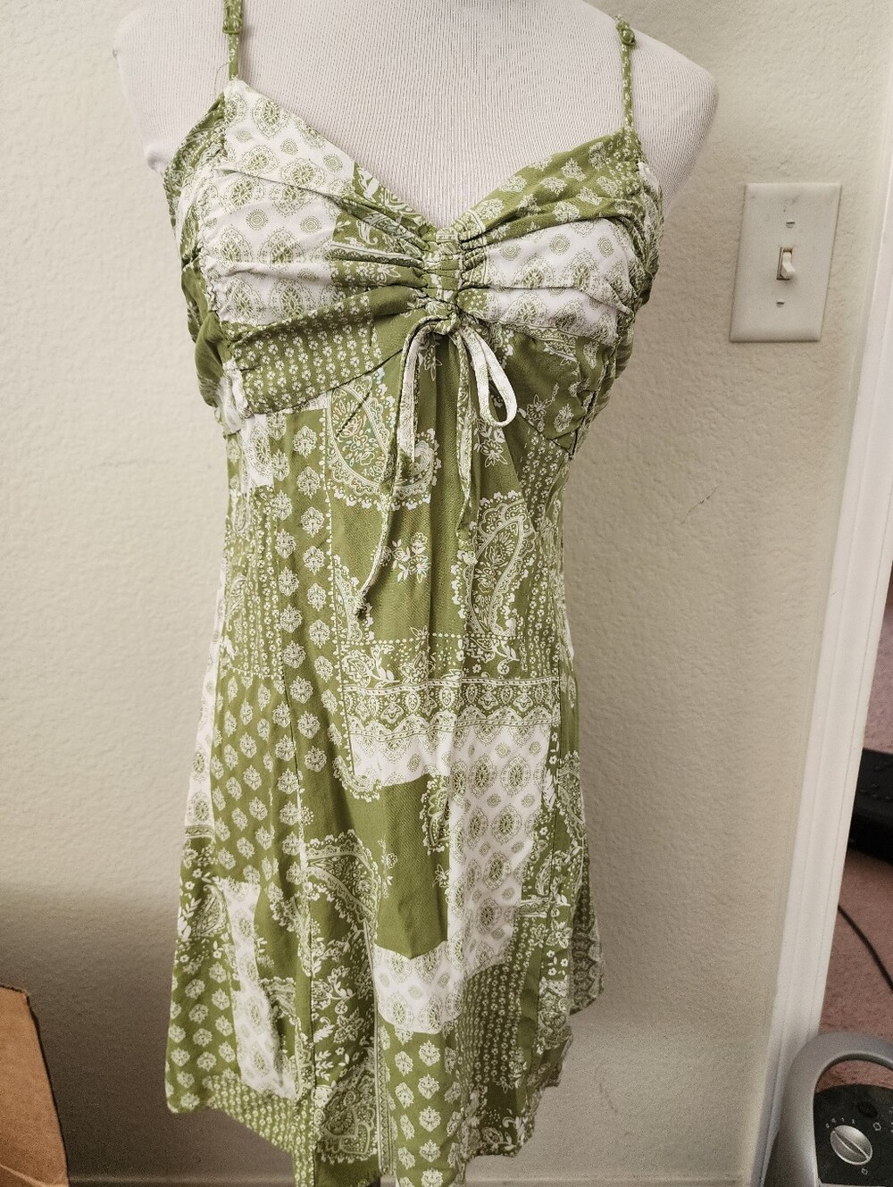 La Hearts Cream and Light Green Floral Dress